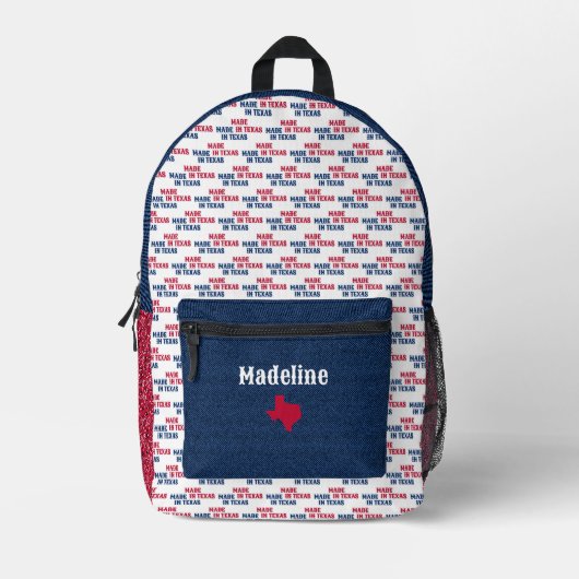 Blue Denim & Red Bandana Print Texas Baby Bedrukte Rugzak (Voorkant)