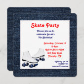 Blue Denim Roller Schaats Birthday Invitation Kaart (Voorkant / Achterkant)