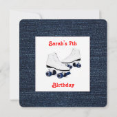 Blue Denim Roller Schaats Birthday Invitation Kaart (Achterkant)