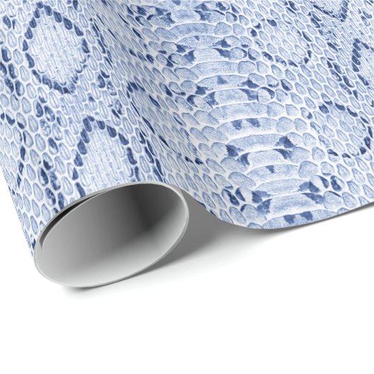 Blue Denim Snakeskin Cadeaupapier (Rol Hoek)