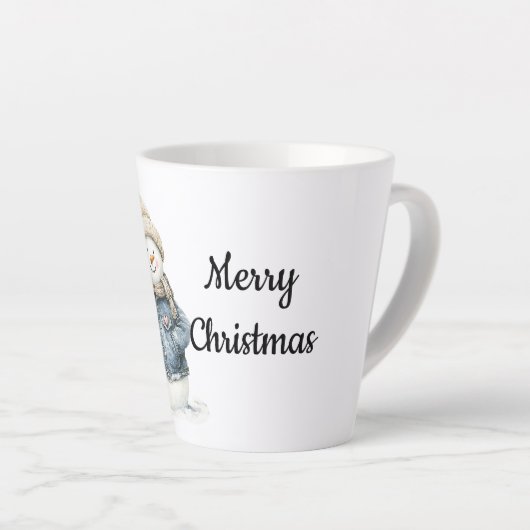 Blue Denim Snowman Christmas Latte Mok (Rechterhoek)