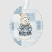 Blue Denim Snowman Christmas Ornament (voorkant)