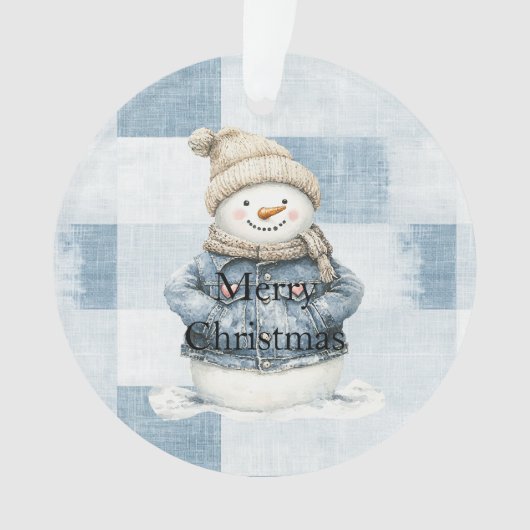 Blue Denim Snowman Christmas Ornament (voorkant)