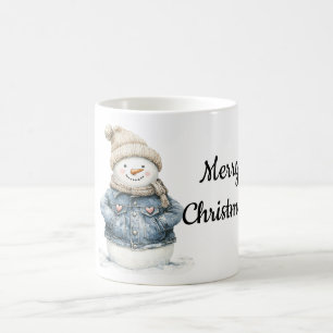 Blue Denim Snowman Kerstmis Koffiemok