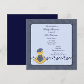 Blue Denim Stars Baby Boy Shower Kaart (Voorkant / Achterkant)