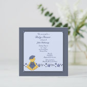 Blue Denim Stars Baby Boy Shower Kaart (Staand voorkant)