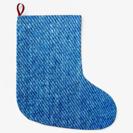 Blue Denim Texture Grote Kerstsok