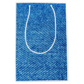 Blue Denim Texture Medium Cadeauzakje (Voorkant)