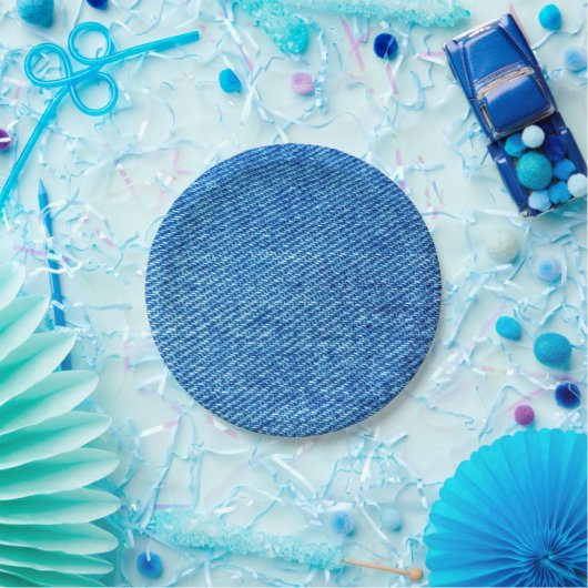 Blue Denim Texture Papieren Bordje (Feest)