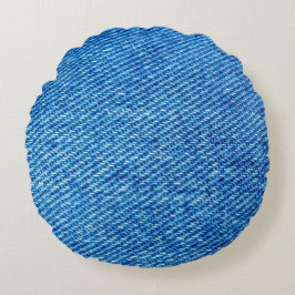 Blue Denim Texture Rond Kussen