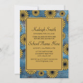 Blue Denim Yellow Floral College Trunk Party Kaart (Voorkant)