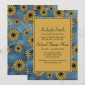 Blue Denim Yellow Floral College Trunk Party Kaart (Voorkant / Achterkant)