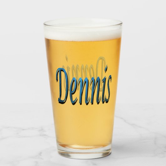 Blue Dennis Name Logo, Glas (Voorkant gevuld)