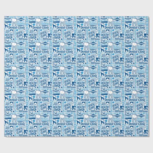 Blue Dental Clinic Pattern Cadeaupapier (Vlak)