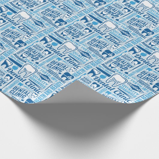 Blue Dental Clinic Pattern Cadeaupapier (Hoek)