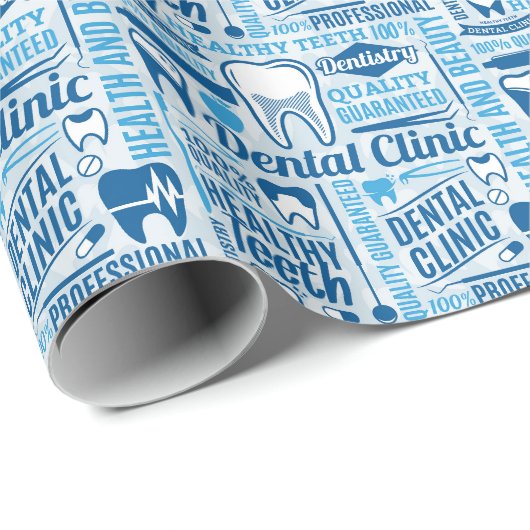 Blue Dental Clinic Pattern Cadeaupapier (Rol Hoek)