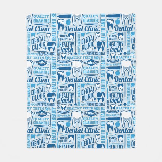 Blue Dental Clinic Pattern Fleece Deken (Voorkant)