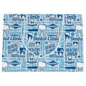 Blue Dental Clinic Pattern Groot Cadeauzakje (Voorkant)