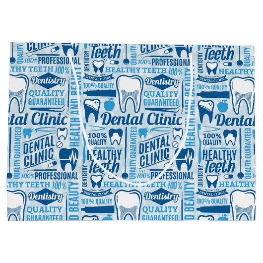 Blue Dental Clinic Pattern Groot Cadeauzakje (Achterkant)