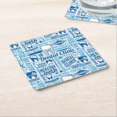 Blue Dental Clinic Pattern Kartonnen Onderzetters (Schuin)