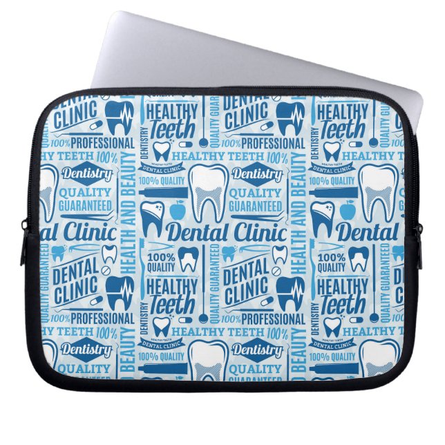 Blue Dental Clinic Pattern Laptop Sleeve (Voorkant)