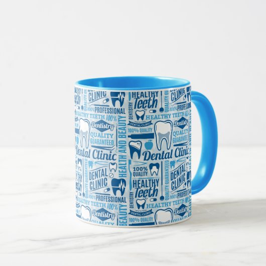 Blue Dental Clinic Pattern Mok (Voorkant rechts)