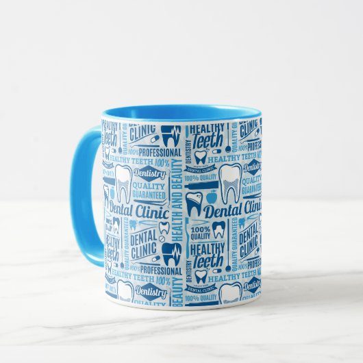 Blue Dental Clinic Pattern Mok (Voorkant links)