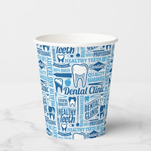 Blue Dental Clinic Pattern Papieren Bekers (Achterkant)
