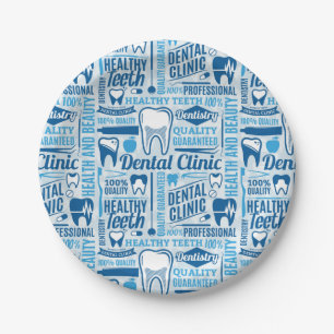 Blue Dental Clinic Pattern Papieren Bordje