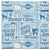 Blue Dental Clinic Pattern Stof (Close Up)