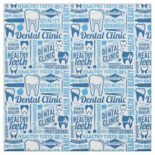 Blue Dental Clinic Pattern Stof