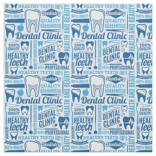 Blue Dental Clinic Pattern Stof (Swatch)
