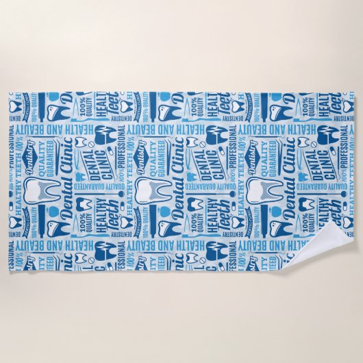 Blue Dental Clinic Pattern Strandlaken (Voorkant)