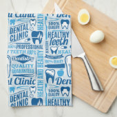 Blue Dental Clinic Pattern Theedoek (Quarter Fold)
