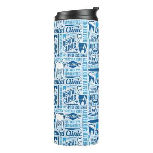 Blue Dental Clinic Pattern Thermosbeker (Gedraaid links)