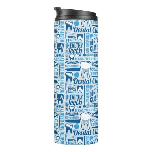 Blue Dental Clinic Pattern Thermosbeker (Geroteerd rechts)