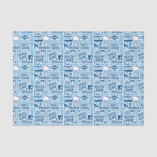 Blue Dental Clinic Pattern Tissuepapier (Voorkant)