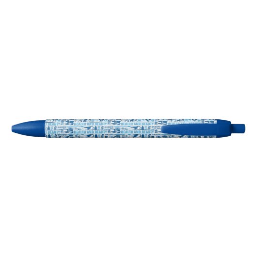 Blue Dental Clinic Pattern Zwarte Inkt Pen (Achterkant)
