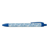 Blue Dental Clinic Pattern Zwarte Inkt Pen (Bovenkant)