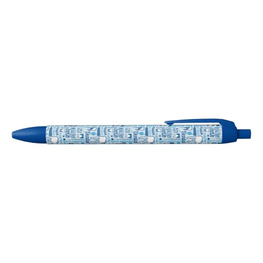 Blue Dental Clinic Pattern Zwarte Inkt Pen (Bovenkant)