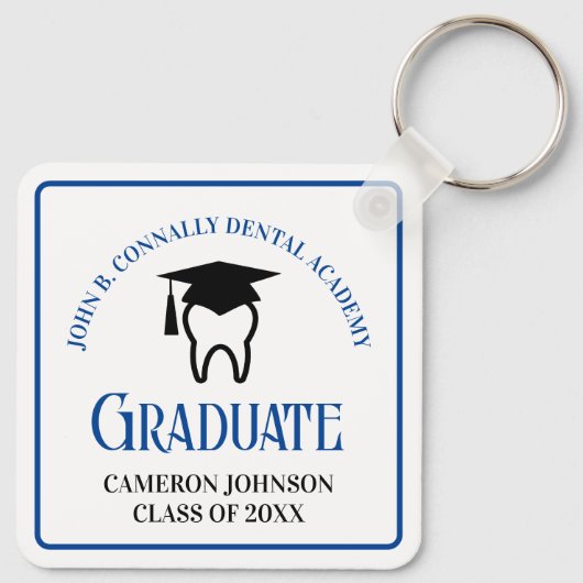 Blue Dental School Custom Afstuderen Gift Sleutelhanger (Achterkant)