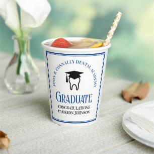 Blue Dental School Custom Tandarts Afstudeerfeest Papieren Bekers