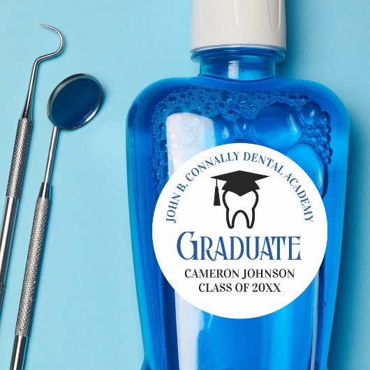 Blue Dental School Custom Tandarts Afstudeerfeest Ronde Sticker