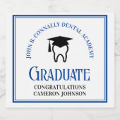 Blue Dental School Custom Tandarts Afstudeerfeest Sparkling Wijnetiket (Enkel label)