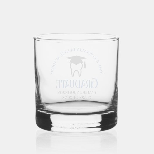 Blue Dental School Custom Tandarts Afstuderen Whisky Glas (Achterkant)