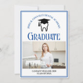 Blue Dental School Foto Aangepast Afstuderen Aankondiging (Voorkant)