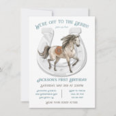 Blue Derby Horse Racing verjaardagsfeestje uitnodi Kaart (Voorkant)