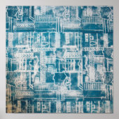 Blue Derby-patroon Poster (Voorkant)