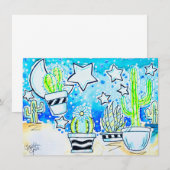 "Blue Desert" Cactus Notitiekaartje (Voorkant / Achterkant)