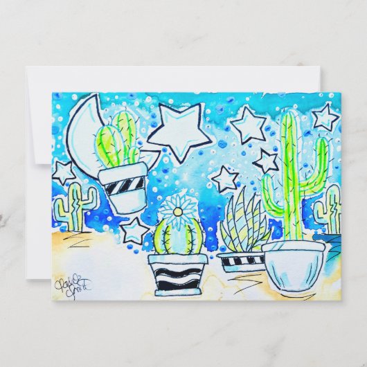 "Blue Desert" Cactus Notitiekaartje (Voorkant)